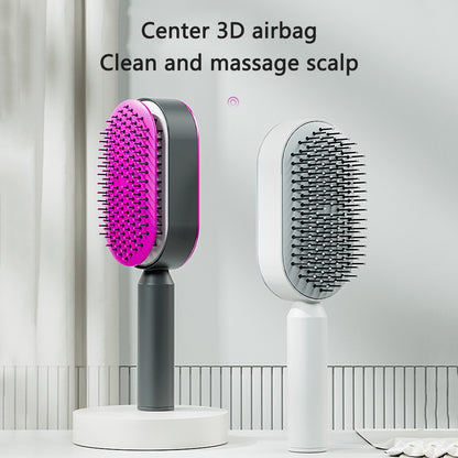 Self Cleaning Hair Brush key Cleaning Hair Loss Airbag Massage Scalp Comb Anti-Static Hairbrush