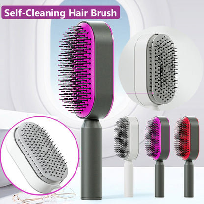 Self Cleaning Hair Brush key Cleaning Hair Loss Airbag Massage Scalp Comb Anti-Static Hairbrush
